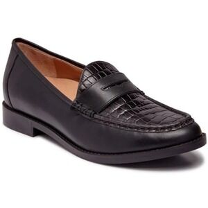 Vionic Womens Waverly Croc Embossed Leather Penny Loafers Classic Comfort Sz 9